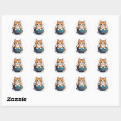 Sticker Rond Chat mignon (Feuille)