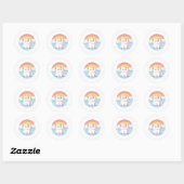 Sticker Rond Chat mignon avec arc-en-ciel et nuages (Feuille)