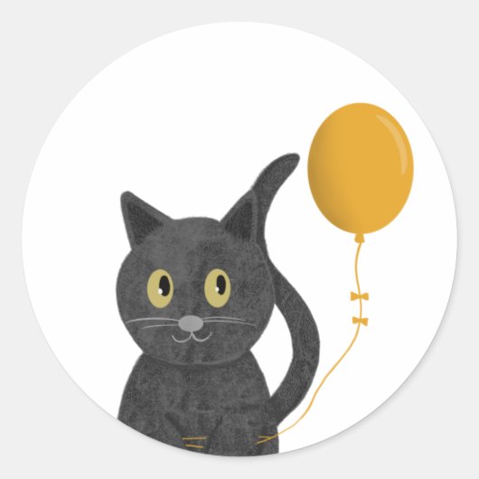 Sticker Rond Chat mignon avec ballon (Devant)