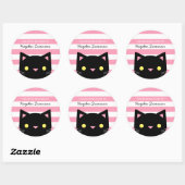 Sticker Rond Chat mignon | Ce Livre Appartient À (Feuille)