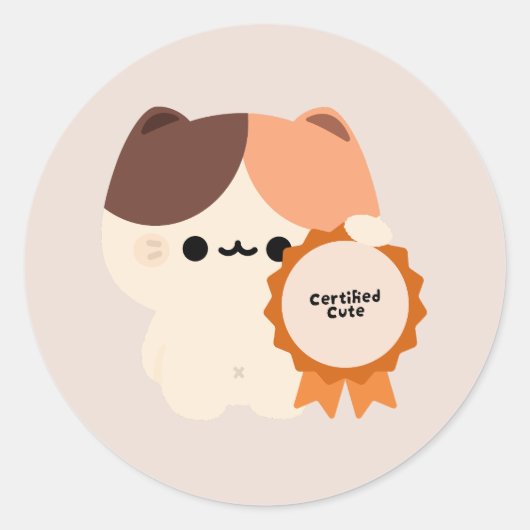 Sticker Rond Chat mignon certifié (Devant)