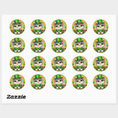 Sticker Rond Chat mignon/chaton Saint Patrick's Day (Feuille)