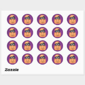 Sticker Rond Chat mignon dans une Halloween violet Citrouille (Feuille)