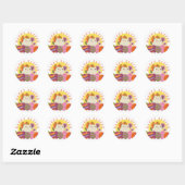 Sticker Rond Chat mignon de Pâques kawaii (Feuille)