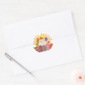 Sticker Rond Chat mignon de Pâques kawaii (Enveloppe)