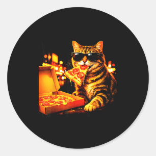 Sticker Rond Chat mignon drôle mème avec des lunettes de soleil