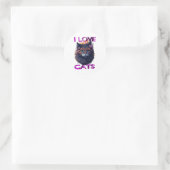 Sticker Rond Chat mignon et adorable s5 (Sac)