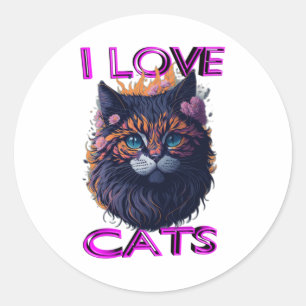 Sticker Rond Chat mignon et adorable s5