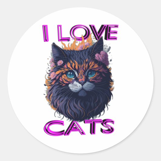 Sticker Rond Chat mignon et adorable s5 (Devant)