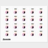 Sticker Rond chat mignon et lune (Feuille)