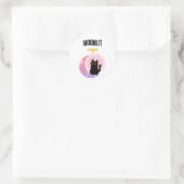 Sticker Rond chat mignon et lune (Sac)