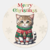 Sticker Rond Chat mignon Fête de Sweat (Devant)