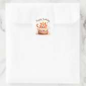 Sticker Rond Chat mignon Joyeux anniversaire (Sac)