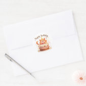 Sticker Rond Chat mignon Joyeux anniversaire (Enveloppe)