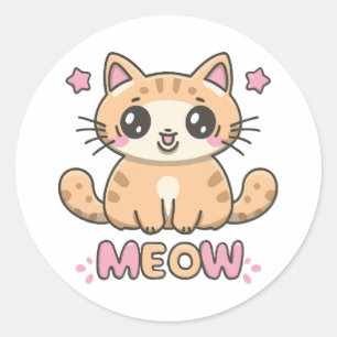Sticker Rond chat mignon miaou