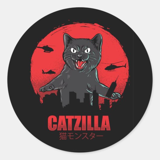 Sticker Rond Chat Monster Catzilla (Devant)