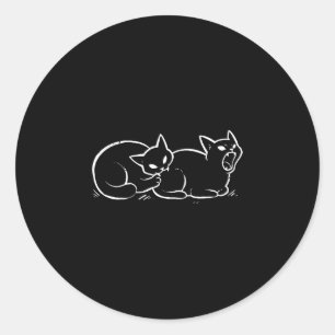 Sticker Rond Chat mordant le derrière de chat mème de chat drôl
