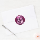 Sticker Rond CHAT MUSICAL, rose Fuchsia violet et blanc (Enveloppe)
