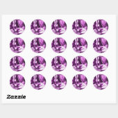 Sticker Rond CHAT MUSICALE, Violet rose et blanc (Feuille)