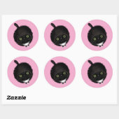 Sticker Rond Chat noir (Feuille)
