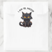 Sticker Rond Chat noir 18e anniversaire Blanc (Sac)