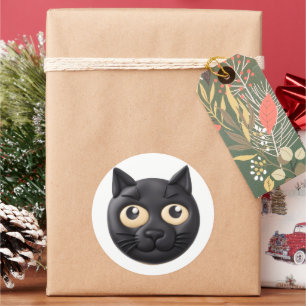 Sticker Rond Chat noir 3D inspiré