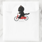 Sticker Rond Chat noir à bicyclette (Sac)