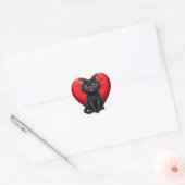 Sticker Rond Chat noir amoureux (Enveloppe)