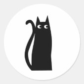 Sticker Rond Chat noir amusant (Devant)