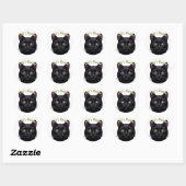 Sticker Rond Chat noir assez solide ・ Personnalisé (Feuille)