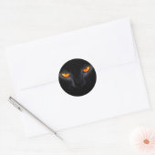 Sticker Rond Chat Noir aux Yeux Orange (Enveloppe)