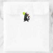 Sticker Rond Chat noir avec ballon et Streamer (Sac)