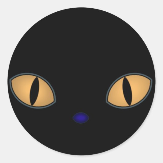 Sticker Rond Chat Noir Avec Gros Oeil Orange (Devant)