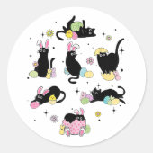 Sticker Rond Chat noir avec œufs de lapin (Devant)