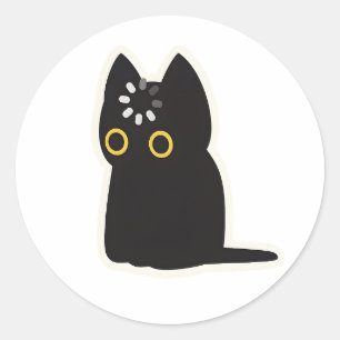 Sticker Rond Chat Noir Chargement Vide Mignon Drôle Amusant Ani