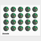 Sticker Rond Chat noir conduite vélo St. Patrick's Day (Feuille)