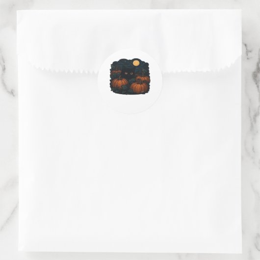 Sticker Rond Chat noir dans le T-shirt classique Patch (Sac)