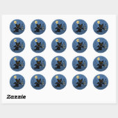Sticker Rond Chat noir de Halloween vampire avec des ailes (Feuille)