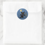 Sticker Rond Chat noir de Halloween vampire avec des ailes (Sac)