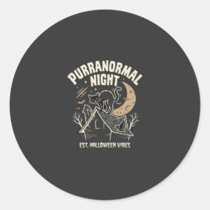 Sticker Rond Chat Noir de Lune Halloween (2)