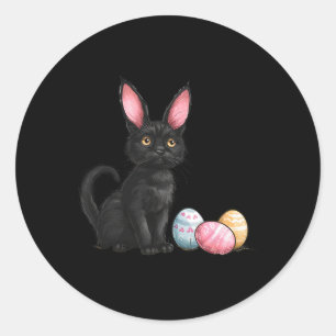 Sticker Rond Chat noir de Pâques Chat noir de Pâques Oeuf de Pâ