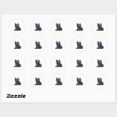 Sticker Rond Chat noir des étoiles (Feuille)