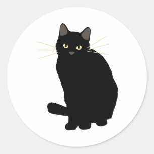 Sticker Rond Chat noir Dessin Cute Chat Noir Chat Maman Amoureu