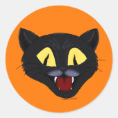 Sticker Rond Chat noir d'Halloween (Devant)