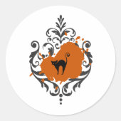 Sticker Rond Chat noir d'Halloween (Devant)