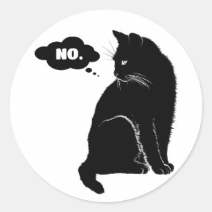 Sticker Rond Chat noir dit non - Cadeau drôle pour amateur de c