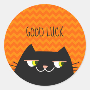Sticker Rond Chat noir drôle