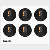 Sticker Rond Chat noir drôle d'Halloween (Feuille)