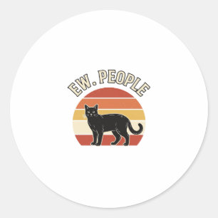 Sticker Rond Chat noir drôle Ew personnes design vintage rétro_