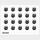 Sticker Rond Chat noir drôle Merci  (Feuille)